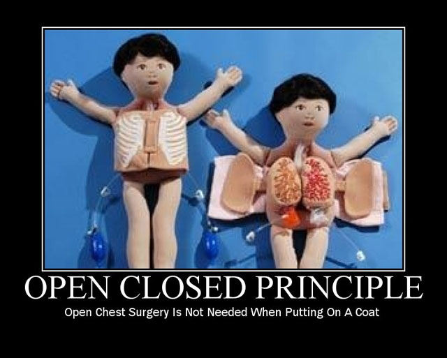 Figura de brinquedo de cirurgia de peito aberto com os dizeres "Open Chest Surgery Is Not Needed When Putting On A Coat"